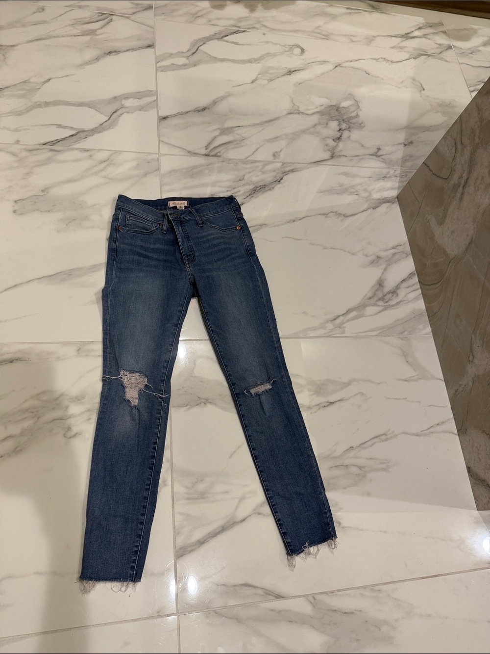 Madewell Medium Wash Skinny Jeans with Knee Rips